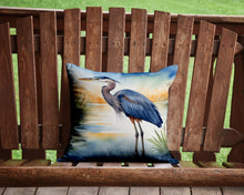 Load image into Gallery viewer, Blue Heron Emerging as the day fades Throw Pillow - 14x14 Decorative Pillow – Art for Your Home &amp; Patio