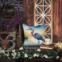 Load image into Gallery viewer, Blue Heron Emerging as the day fades Throw Pillow
