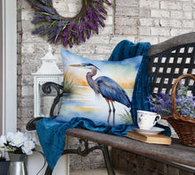 Load image into Gallery viewer, Blue Heron Emerging as the day fades Throw Pillow