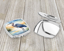 Load image into Gallery viewer, Blue Heron Emerging as the day fades Compact Mirror – Stylish Purse Mirror with Artistic Covers