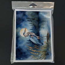 Load image into Gallery viewer, Blue Heron Under the Moonlight Greeting Cards - Blank Note Cards – 8-Pack of Artist-Designed Cards with Envelopes