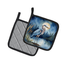 Load image into Gallery viewer, Blue Heron Under the Moonlight Pot Holders - Set of 2 Decorative Kitchen Helpers | Made in the USA