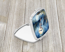 Load image into Gallery viewer, Blue Heron Under the Moonlight Compact Mirror – Stylish Purse Mirror with Artistic Covers