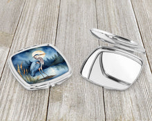 Load image into Gallery viewer, Blue Heron Under the Moonlight Compact Mirror – Stylish Purse Mirror with Artistic Covers