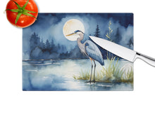 Load image into Gallery viewer, Blue Heron Under the Moonlight Glass Cutting Boards – Durable, Decorative Kitchen Art