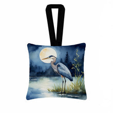 Load image into Gallery viewer, Blue Heron Under the Moonlight Hanging Square Fabric Ornament 3.5 × 3.5