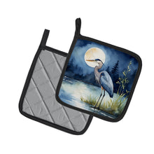 Load image into Gallery viewer, Blue Heron Under the Moonlight Pot Holders - Set of 2 Decorative Kitchen Helpers | Made in the USA