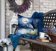 Load image into Gallery viewer, Blue Heron Under the Moonlight Throw Pillow