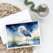 Load image into Gallery viewer, Blue Heron Under the Moonlight Greeting Cards - Blank Note Cards – 8-Pack of Artist-Designed Cards with Envelopes