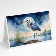 Load image into Gallery viewer, Blue Heron Under the Moonlight Greeting Cards - Blank Note Cards – 8-Pack of Artist-Designed Cards with Envelopes
