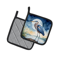 Load image into Gallery viewer, Blue Heron Under the Moonlight Pot Holders - Set of 2 Decorative Kitchen Helpers | Made in the USA