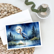 Load image into Gallery viewer, Blue Heron Under the Moonlight Greeting Cards - Blank Note Cards – 8-Pack of Artist-Designed Cards with Envelopes