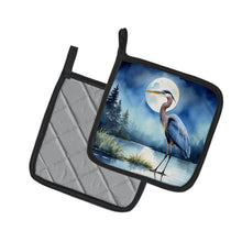Load image into Gallery viewer, Blue Heron Under the Moonlight Pot Holders - Set of 2 Decorative Kitchen Helpers | Made in the USA