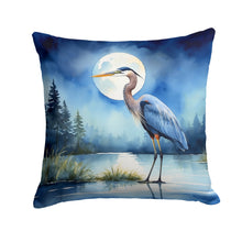 Load image into Gallery viewer, Blue Heron Under the Moonlight Throw Pillow - 14x14 Decorative Pillow – Art for Your Home &amp; Patio