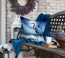 Load image into Gallery viewer, Blue Heron Under the Moonlight Throw Pillow
