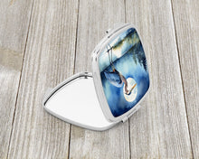 Load image into Gallery viewer, Blue Heron Under the Moonlight Compact Mirror – Stylish Purse Mirror with Artistic Covers