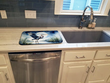 Load image into Gallery viewer, Blue Heron Under the Moonlight Dish Drying Mat