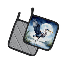 Load image into Gallery viewer, Blue Heron Under the Moonlight Pot Holders - Set of 2 Decorative Kitchen Helpers | Made in the USA