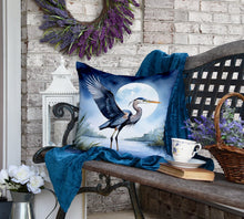 Load image into Gallery viewer, Blue Heron Under the Moonlight Throw Pillow