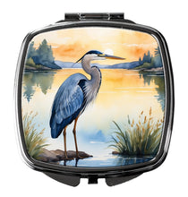 Load image into Gallery viewer, Blue Heron in the Golden Hour Compact Mirror – Stylish Purse Mirror with Artistic Covers