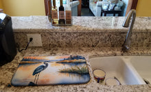 Load image into Gallery viewer, Blue Heron in the Golden Hour Dish Drying Mat