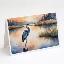 Load image into Gallery viewer, Blue Heron in the Golden Hour Greeting Cards - Blank Note Cards – 8-Pack of Artist-Designed Cards with Envelopes
