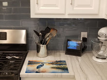 Load image into Gallery viewer, Blue Heron in the Golden Hour Glass Cutting Boards – Durable, Decorative Kitchen Art