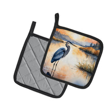 Load image into Gallery viewer, Blue Heron in the Golden Hour Pot Holders - Set of 2 Decorative Kitchen Helpers | Made in the USA