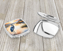 Load image into Gallery viewer, Blue Heron in the Golden Hour Compact Mirror – Stylish Purse Mirror with Artistic Covers