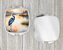 Load image into Gallery viewer, Blue Heron in the Golden Hour Compact Mirror – Stylish Purse Mirror with Artistic Covers