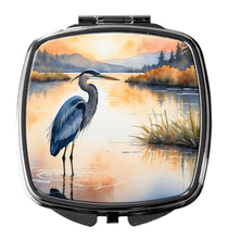 Load image into Gallery viewer, Blue Heron in the Golden Hour Compact Mirror – Stylish Purse Mirror with Artistic Covers