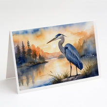 Load image into Gallery viewer, Blue Heron in the Golden Hour Greeting Cards - Blank Note Cards – 8-Pack of Artist-Designed Cards with Envelopes
