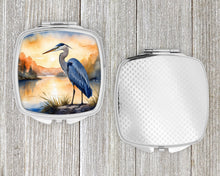 Load image into Gallery viewer, Blue Heron in the Golden Hour Compact Mirror – Stylish Purse Mirror with Artistic Covers