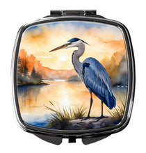 Load image into Gallery viewer, Blue Heron in the Golden Hour Compact Mirror – Stylish Purse Mirror with Artistic Covers