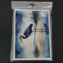 Load image into Gallery viewer, Blue Heron Barely Lit Sky Greeting Cards - Blank Note Cards – 8-Pack of Artist-Designed Cards with Envelopes