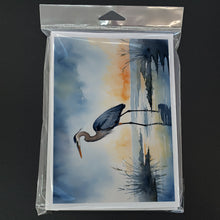 Load image into Gallery viewer, Blue Heron Barely Lit Sky Greeting Cards - Blank Note Cards – 8-Pack of Artist-Designed Cards with Envelopes