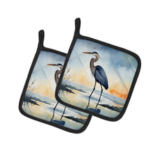 Load image into Gallery viewer, Blue Heron Barely Lit Sky Pot Holders - Set of 2 Decorative Kitchen Helpers | Made in the USA