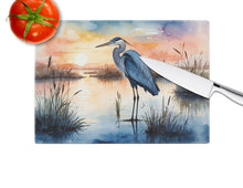 Load image into Gallery viewer, Blue Heron Setting Sun Glass Cutting Boards – Durable, Decorative Kitchen Art