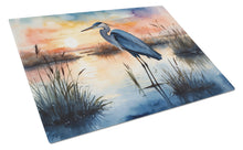 Load image into Gallery viewer, Blue Heron Setting Sun Glass Cutting Boards – Durable, Decorative Kitchen Art