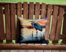 Load image into Gallery viewer, Blue Heron Setting Sun Throw Pillow - 14x14 Decorative Pillow – Art for Your Home &amp; Patio