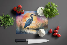 Load image into Gallery viewer, Blue Heron Setting Sun Glass Cutting Boards – Durable, Decorative Kitchen Art