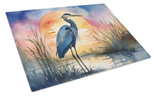 Load image into Gallery viewer, Blue Heron Setting Sun Glass Cutting Boards – Durable, Decorative Kitchen Art