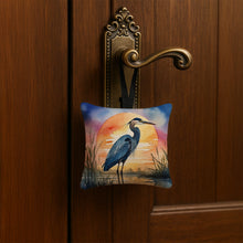 Load image into Gallery viewer, Blue Heron Setting Sun Hanging Square Fabric Ornament 3.5 × 3.5