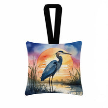 Load image into Gallery viewer, Blue Heron Setting Sun Hanging Square Fabric Ornament 3.5 × 3.5