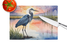 Load image into Gallery viewer, Blue Heron Setting Sun Glass Cutting Boards – Durable, Decorative Kitchen Art