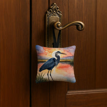 Load image into Gallery viewer, Blue Heron Setting Sun Hanging Square Fabric Ornament 3.5 × 3.5