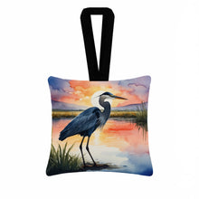 Load image into Gallery viewer, Blue Heron Setting Sun Hanging Square Fabric Ornament 3.5 × 3.5