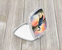 Load image into Gallery viewer, Blue Heron Setting Sun Compact Mirror – Stylish Purse Mirror with Artistic Covers