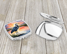 Load image into Gallery viewer, Blue Heron Setting Sun Compact Mirror – Stylish Purse Mirror with Artistic Covers