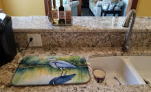 Load image into Gallery viewer, Blue Heron Stalking Prey Dish Drying Mat